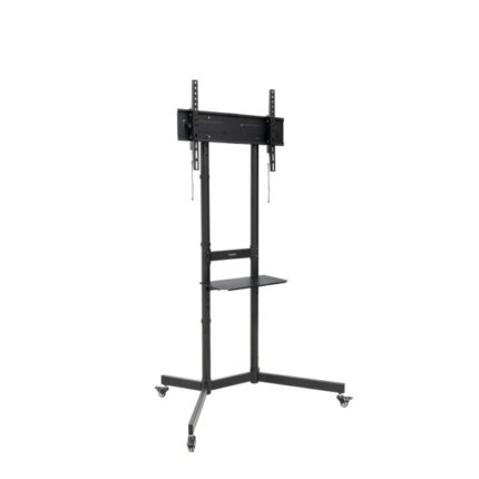 Tooq Kefren Supporto da pavimento con ruote per schermi da 37" a 70" - Altezza regolabile - Blocco ruote - Ripiano - Gestione cavi - Peso max 70 kg - VESA max 600X400 mm - Colore nero