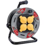 Elbat Avvolgicavo prolunga con protezione termica - 4 prese Shuko - Carica massima avvolta 1100 W