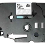 Brother TZe135 Nastro laminato generico per etichette - Testo bianco su sfondo trasparente - Larghezza 12 mm x 8 metri