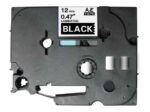 Brother TZe335 Nastro laminato generico per etichette - Testo bianco su sfondo nero - Larghezza 12 mm x 8 metri