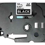 Brother TZe335 Nastro laminato generico per etichette - Testo bianco su sfondo nero - Larghezza 12 mm x 8 metri