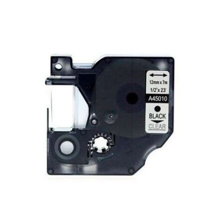 Dymo D1 45010 Nastro generico per etichettatrice - Testo nero su sfondo trasparente - Larghezza 12 mm x 7 metri - Sostituisce S0720500