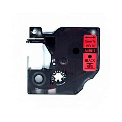 Dymo D1 45017 Nastro generico per etichettatrice - Testo nero su sfondo rosso - Larghezza 12 mm x 7 metri - Sostituisce S0720570