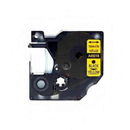 Dymo D1 45018 Nastro generico per etichettatrice - Testo nero su sfondo giallo - Larghezza 12 mm x 7 metri - Sostituisce S0720580
