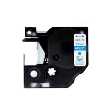 Dymo D1 45011 Nastro generico per etichettatrice - Testo blu su sfondo trasparente - Larghezza 12 mm x 7 metri - Sostituisce S0720510