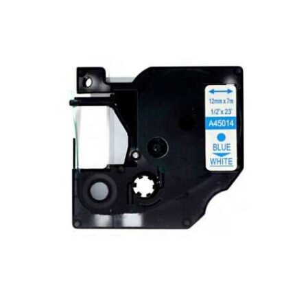 Dymo D1 45014 Nastro generico per etichettatrice - Testo blu su sfondo bianco - Larghezza 12 mm x 7 metri - Sostituisce S0720540