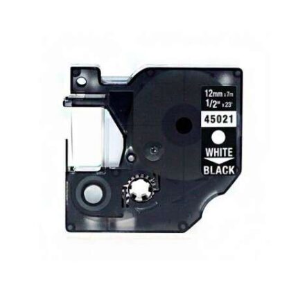 Dymo D1 45021 Nastro generico per etichettatrice - Testo bianco su sfondo nero - Larghezza 12 mm x 7 metri - Sostituisce S0720610