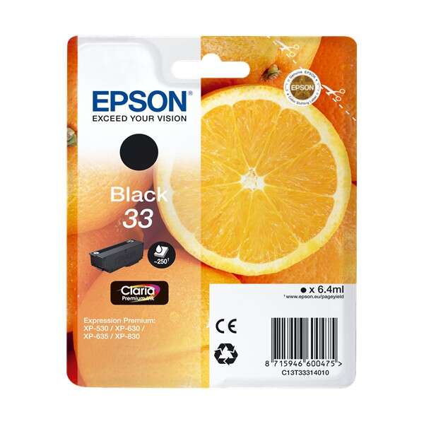 Epson T3331 (33) Cartuccia d'inchiostro nera originale - C13T33314012 Epson T3331 (33) Cartuccia d'inchiostro nera originale - C13T33314012