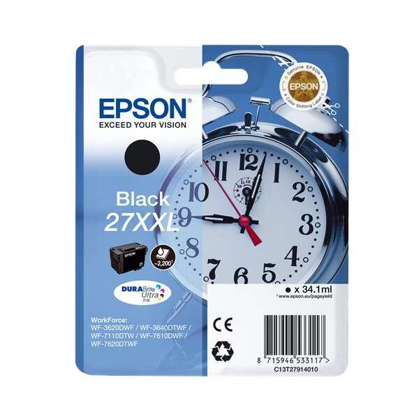 Epson T2791 (27XXL) Nero Cartuccia d'inchiostro originale - C13T27914012 Epson T2791 (27XXL) Nero Cartuccia d'inchiostro originale - C13T27914012