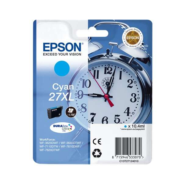 Epson T2712 (27XL) Ciano Cartuccia d'inchiostro originale - C13T27124012 Epson T2712 (27XL) Ciano Cartuccia d'inchiostro originale - C13T27124012