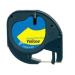 Dymo LetraTag S0721620 Nastro generico per etichettatrice - Testo nero su sfondo giallo - Larghezza 12 mm x 4 metri (91202)