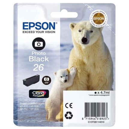 Epson T2611 (26) Nero Foto Cartuccia d'inchiostro originale - C13T26114012