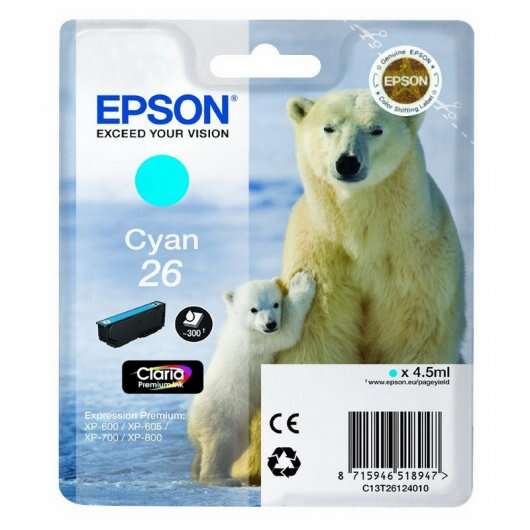 Epson T2612 (26) Cartuccia d'inchiostro originale ciano - C13T26124012 Epson T2612 (26) Cartuccia d'inchiostro originale ciano - C13T26124012
