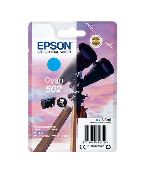 Epson 502 Ciano Cartuccia d'inchiostro originale - C13T02V24010 Epson 502 Ciano Cartuccia d'inchiostro originale - C13T02V24010