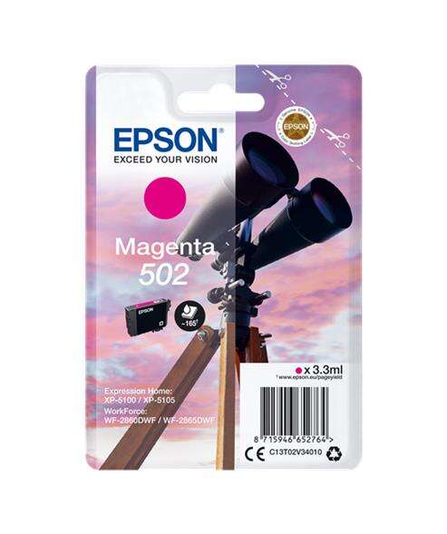Cartuccia d'inchiostro originale Epson 502 Magenta - C13T02V34010 Cartuccia d'inchiostro originale Epson 502 Magenta - C13T02V34010