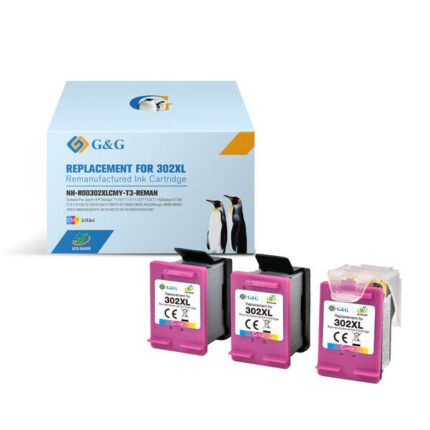 G&G HP 302XL Confezione da 3 cartucce d'inchiostro rigenerate - Eco Saver - Indicatore del livello d'inchiostro - Sostituisce F6U67AE/F6U65AE