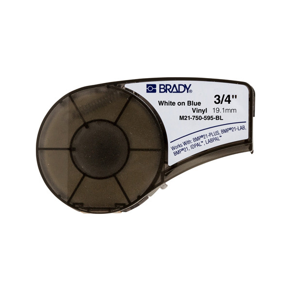 Brady M21-750-595-BL Nastro per etichette originale in vinile - Testo bianco su sfondo blu - Larghezza 19 Brady M21-750-595-BL Nastro per etichette originale in vinile - Testo bianco su sfondo blu - Larghezza 19