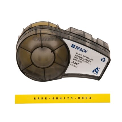 Brady M21-187-C-342-YL Nastro per etichette termoretraibili originali PermaSleeve - Testo nero su sfondo giallo - Larghezza 8