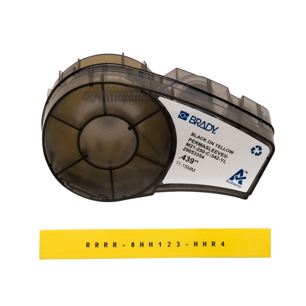 Brady M21-250-C-342-YL Nastro per etichette originale termoretraibile PermaSleeve - Testo nero su sfondo giallo - Larghezza 11 Brady M21-250-C-342-YL Nastro per etichette originale termoretraibile PermaSleeve - Testo nero su sfondo giallo - Larghezza 11