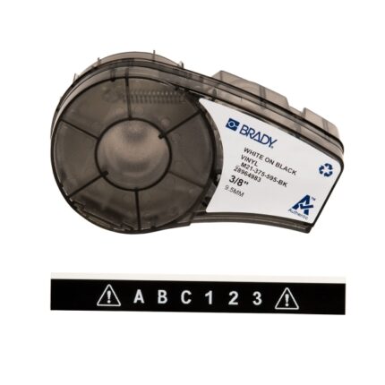 Brady M21-375-595-BK Nastro per etichette originale in vinile - Testo bianco su sfondo nero - Larghezza 9