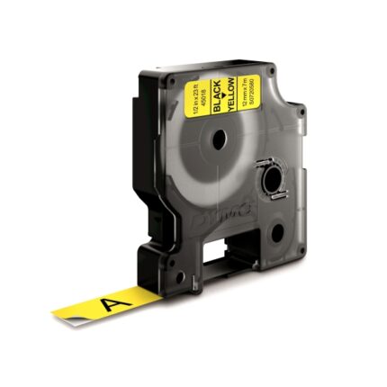 Dymo LM D1 45018 Nastro per etichette originale per stampante - Testo nero su sfondo giallo - Larghezza 12 mm x Lunghezza 7 m