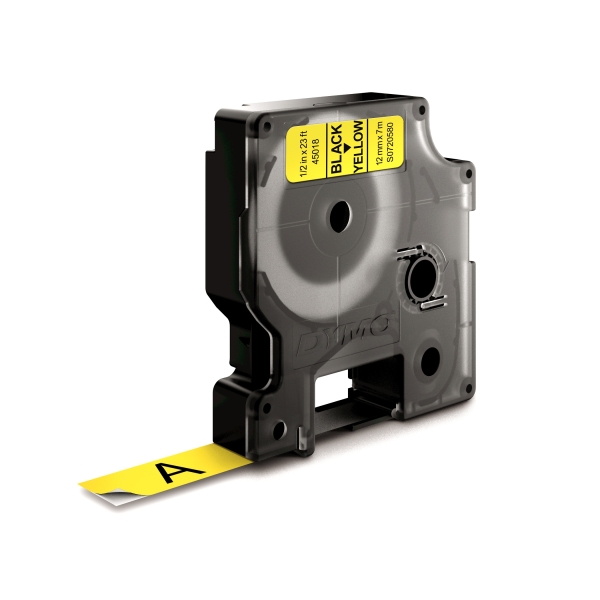 Dymo LM D1 45018 Nastro per etichette originale per stampante - Testo nero su sfondo giallo - Larghezza 12 mm x Lunghezza 7 m Dymo LM D1 45018 Nastro per etichette originale per stampante - Testo nero su sfondo giallo - Larghezza 12 mm x Lunghezza 7 m