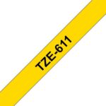 Brother TZe611 Nastro laminato generico per etichette - Testo nero su sfondo giallo - Larghezza 6 mm x 8 metri - immagine 2