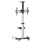 Tooq Supporto da pavimento con ruote per schermi da 37"-70" - Blocco ruote - Due ripiani - Gestione cavi - Peso max 50 kg - VESA 600X400 mm - Colore alluminio/nero - immagine 2