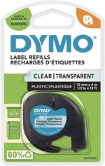 Dymo LetraTag S0721530 Nastro per etichette originale per etichettatrice - Testo nero su sfondo trasparente - Larghezza 12 mm x 4 metri (12267) - immagine 2