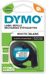 Dymo LetraTag S0721610/S0721660 Nastro per etichette originale per etichettatrice - Testo nero su sfondo bianco - Larghezza 12 mm x 4 metri (91201/91221) - immagine 2