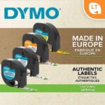 Dymo LetraTag S0721610/S0721660 Nastro per etichette originale per etichettatrice - Testo nero su sfondo bianco - Larghezza 12 mm x 4 metri (91201/91221) - immagine 4