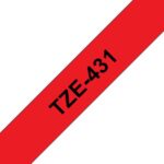 Brother TZe431 Nastro laminato originale per etichette - Testo nero su sfondo rosso - Larghezza 12 mm x 8 metri - immagine 3