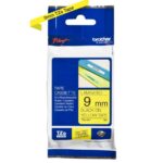 Brother TZe621 Nastro laminato originale per etichette - Testo nero su sfondo giallo - Larghezza 9 mm x 8 metri