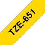 Brother TZe651 Nastro laminato originale per etichette - Testo nero su sfondo giallo - Larghezza 24 mm x 8 metri - immagine 3