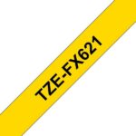 Brother TZeFX621 Nastro laminato flessibile originale per etichette - Testo nero su sfondo giallo - Larghezza 9 mm x 8 metri - immagine 3
