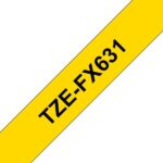 Brother TZeFX631 Nastro laminato flessibile originale per etichette - Testo nero su sfondo giallo - Larghezza 12 mm x 8 metri - immagine 3