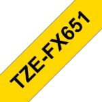 Brother TZeFX651 Nastro laminato flessibile originale per etichette - Testo nero su sfondo giallo - Larghezza 24 mm x 8 metri - immagine 3