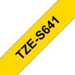 Brother TZeS641 Nastro laminato super adesivo originale per etichette - Testo nero su sfondo giallo - Larghezza 18 mm x 8 metri - immagine 3
