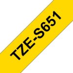 Brother TZeS651 Nastro laminato super adesivo originale per etichette - Testo nero su sfondo giallo - Larghezza 24 mm x 8 metri - immagine 3