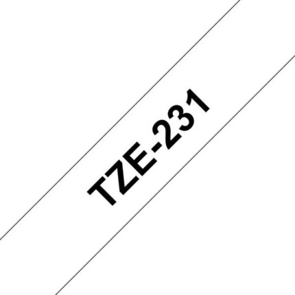 Brother TZe231 Nastro laminato generico per etichette - Testo nero su sfondo bianco - Larghezza 12 mm x 8 metri