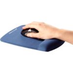 Fellowes PlushTouch Tappetino con poggiapolsi Foam Fusion - Comfort superiore - Protezione antibatterica - Base antiscivolo - Colore blu - immagine 2