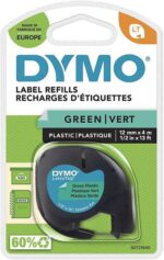 Dymo LetraTag S0721640 Nastro per etichette originale per etichettatrice - Testo nero su sfondo verde - Larghezza 12 mm x 4 metri (91204) - immagine 2