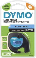 Dymo LetraTag S0721650 Nastro per etichette originale per etichettatrice - Testo nero su sfondo blu - Larghezza 12 mm x 4 metri (91205) - immagine 2
