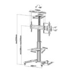 Aisens Supporto da pavimento Eco con ruote - Vassoio per DVD e supporto per videocamera (TV da 37"-70") - Colore argento - immagine 5
