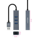 Nanocavo Adattatore di rete USB 3.0 a Ethernet Gigabit 10/100/1000 Mbps + 3 porte USB 3.0 - immagine 2