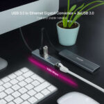 Nanocavo Adattatore di rete USB 3.0 a Ethernet Gigabit 10/100/1000 Mbps + 3 porte USB 3.0 - immagine 3