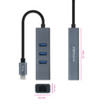 Nanocavo Adattatore di rete USB-C a Ethernet Gigabit 10/100/1000 Mbps + 3 porte USB 3.0 - immagine 2