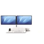 Fellowes Sit-Stand Lotus RT Doppia postazione di lavoro - Ampia superficie - Braccio monitor incluso - Superficie in legno resistente - Colore bianco - immagine 2