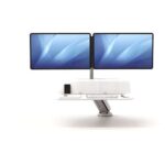 Fellowes Sit-Stand Lotus RT Doppia postazione di lavoro - Ampia superficie - Braccio monitor incluso - Superficie in legno resistente - Colore bianco - immagine 3