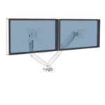 Fellowes Platinum Series Braccio per doppio monitor - Fino a 27" e 9 kg - 2 porte USB - Regolabile con molla a gas - Colore bianco - immagine 2